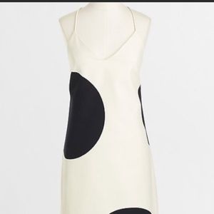 J. Crew Factory Cream Slip Dress with Black Dot Print